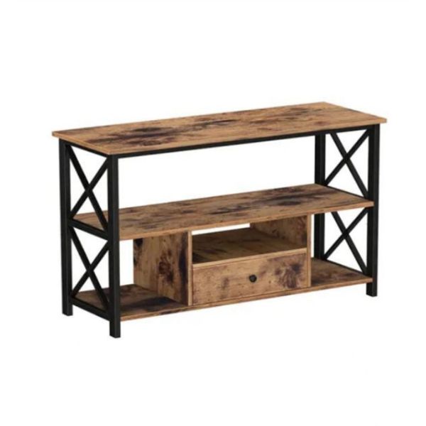 Oem Rustic Reclaimed Wood TV Console Cabinet With Black Iron 2 Drawers