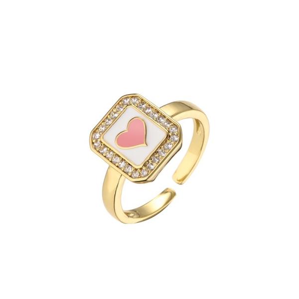 Adjustable Women 14k Gold Ring Oil Drop Rectangular Heart Diamond Engagement  Ring