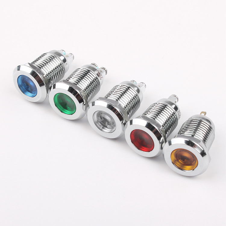 12mm LED Multi-color Signal Lamp IP65 IK08 Brass Nickelage 12V/24V/36V/110V/220V Explosion-proof Indicator Light Industrial Flat