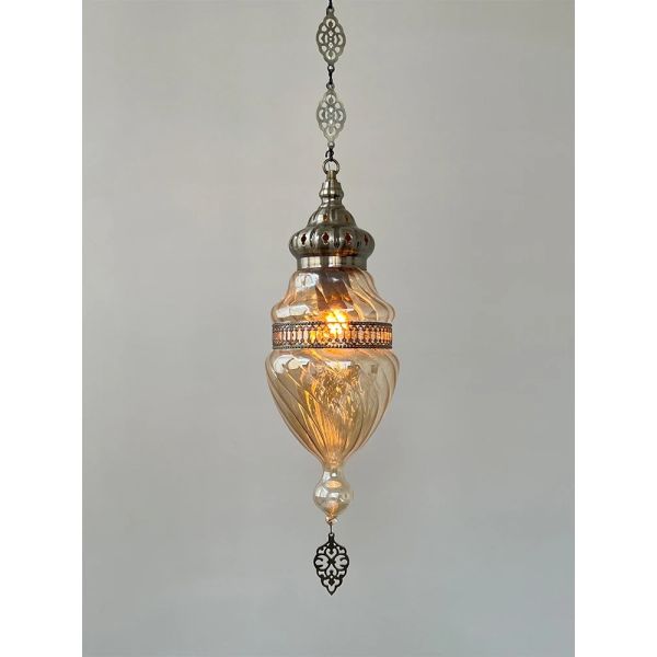 Light brown handmade glass Pendant lamp Moroccan bedroom bedside chandelier (WH-DC-76)