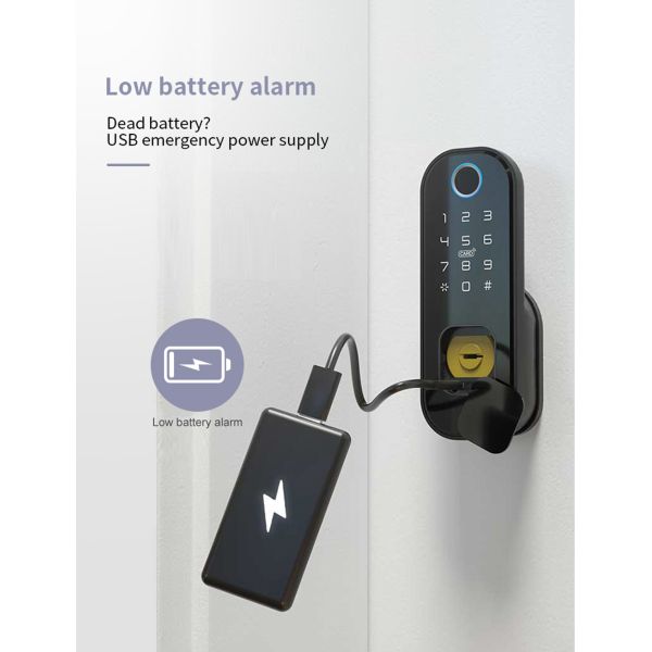 Wireless Smart Fingerprint Door Lock Surface Mounted Rim Door Lock