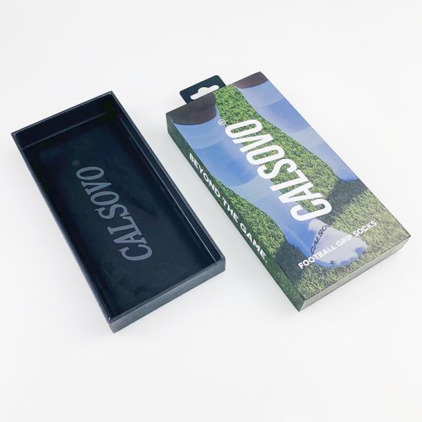 Custom Double printed Rigid Cardboard Packaging Sports Knee Pads Grip Sock Packaging Boxes with hooks