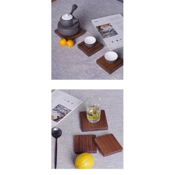 Custom Logo Acceptable Walnut Cherry Wood Coaster for Eco-Friendly Minimalist Design Style