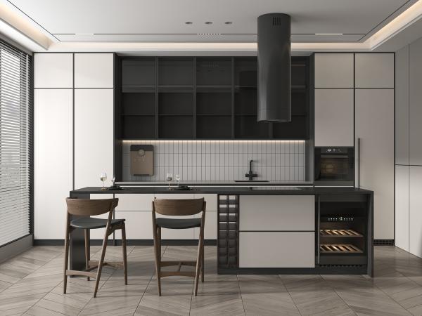 European Style Lighting Wall Shelf Liner Plywood White Minimalist Kitchen Cabinet