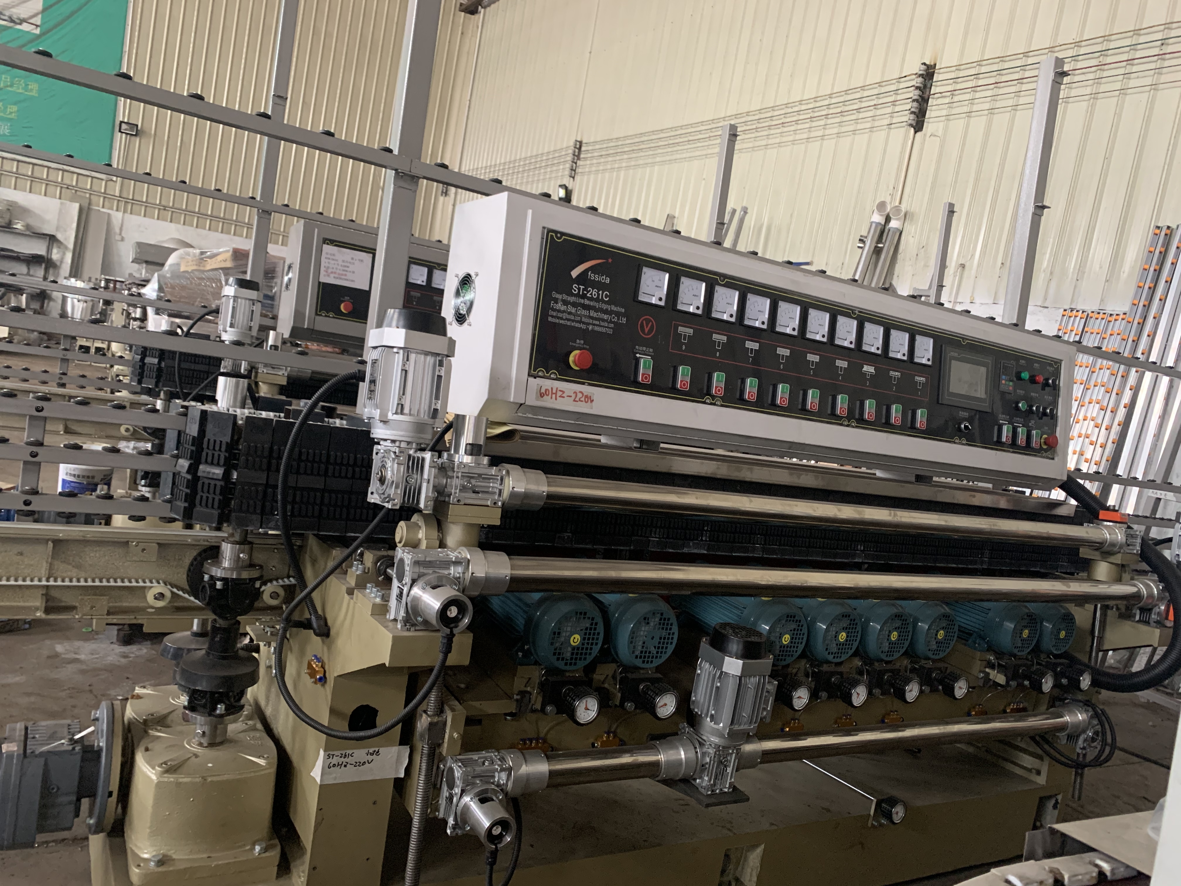 9 Motors PLC Control Glass Beveling Equipment 21KW With 30mm Max Bevel Width