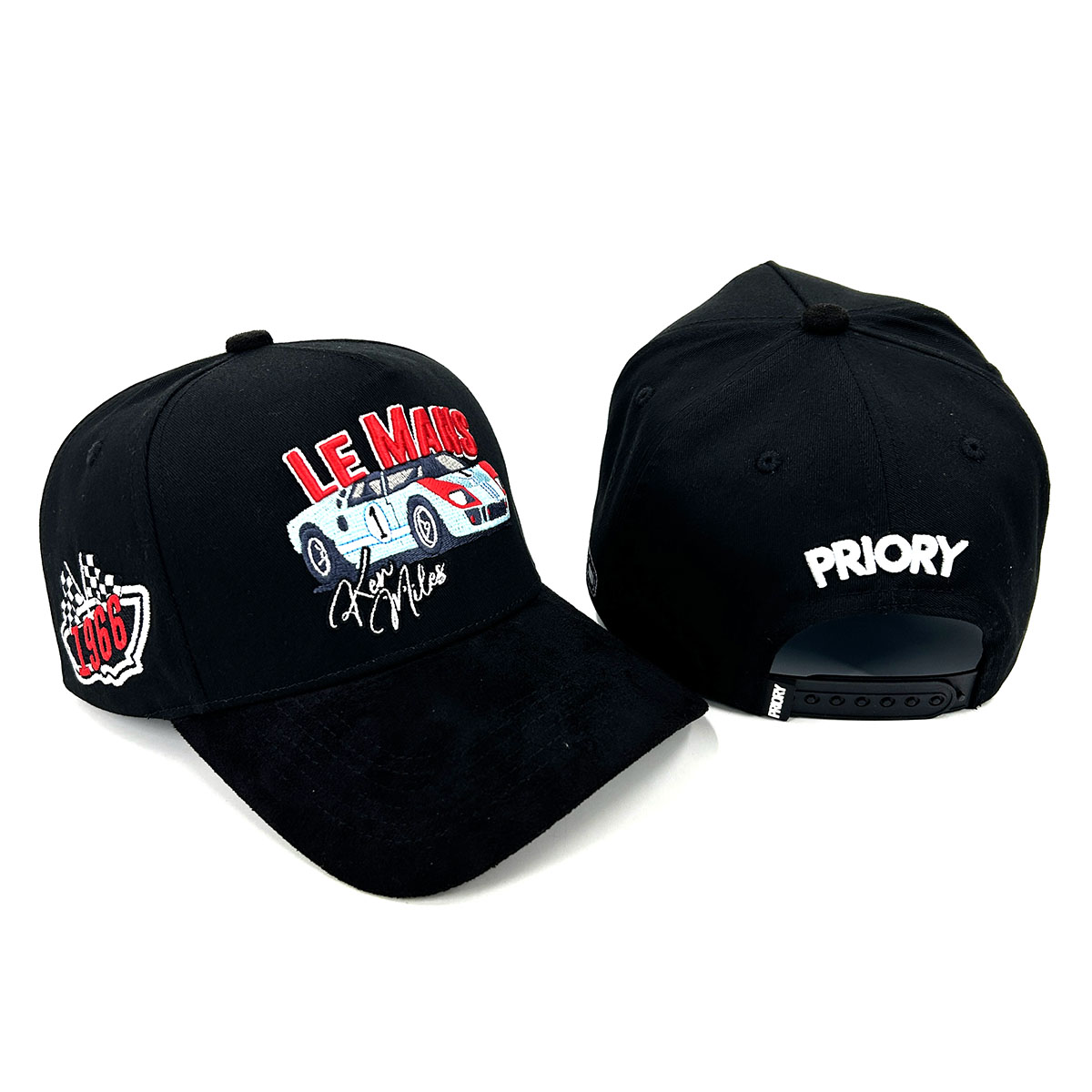 Full Black Suede Cotton Custom Hats 5 Panel 3D Embroidery Blue Lining Baseball Cap