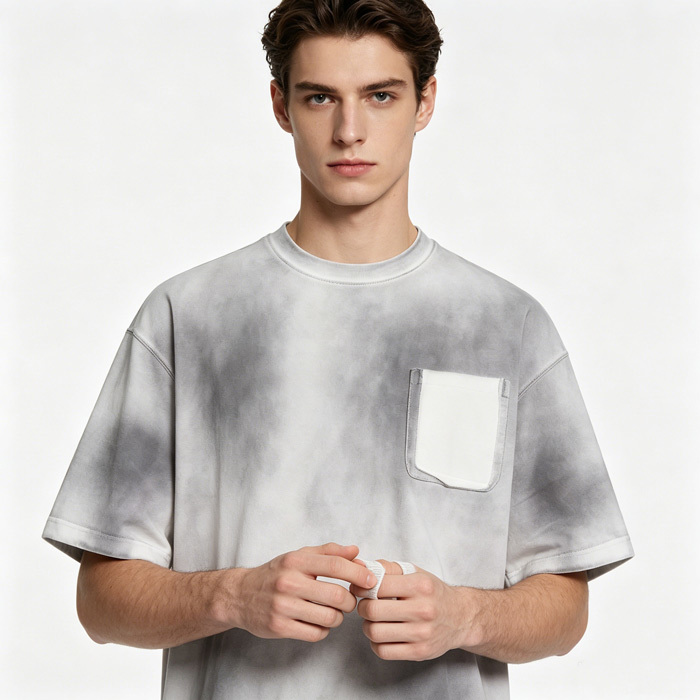 Mist Spray Vintage Wash T Shirt Gradient Streetwear Oversized T Shirt 275GSM