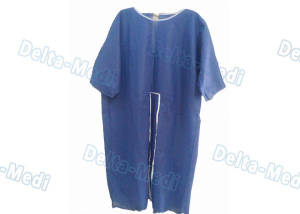 Os vestidos pacientes descartáveis da luva curto confortável, isolamento azul vestem a certificação do CE