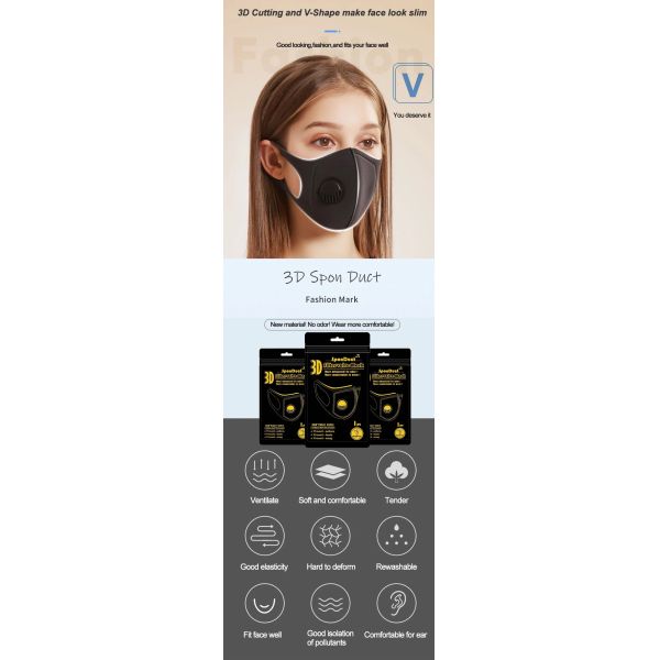 Sponge Valved Dust Mask Polyurethane Crowd Mouth Cover 21*14CM Size