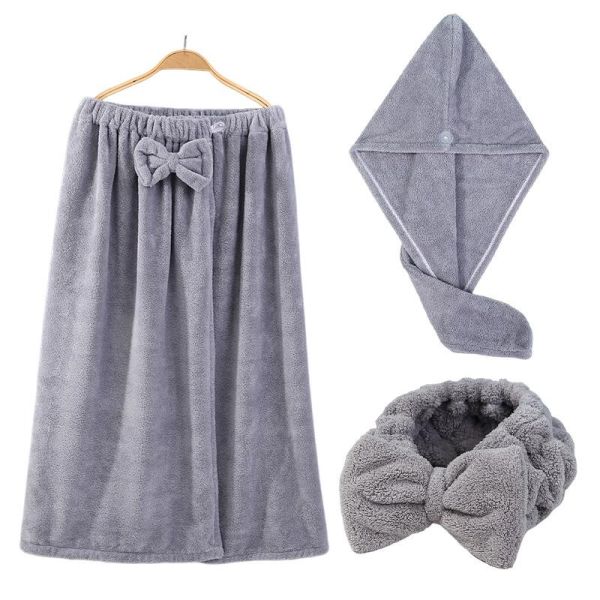 Улучшите свою ванную комнату с купальным полотенцем из кораллового бархата, увеличенным бюстгальтером, юбкой для купания, лентой для волос и капсулой для сухих волос.