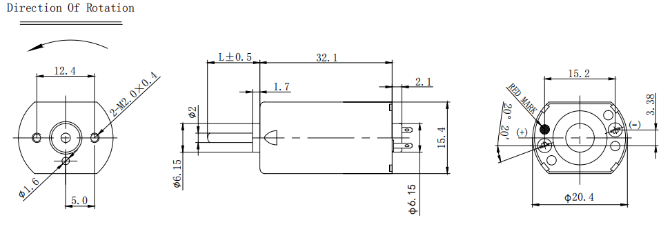 180 20mm*32mm DC Mini motor de vibración 3V 6V 12V 24V para la máquina de alimentación del masajista
