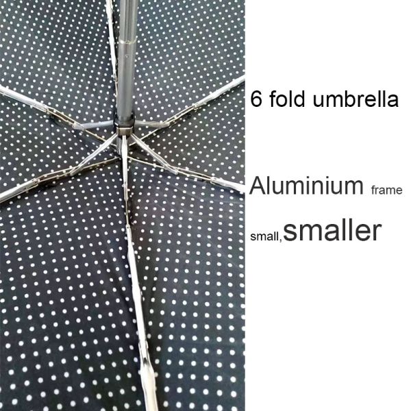5.6 Inch Length Custom Black Coating Panel Umbrella 6 Folded Customized Printing Logo