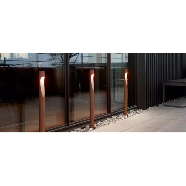 Outdoor Cylinder Led Solar Rust Metal Corten Garden Bollard Light Boxes