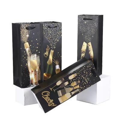 Custom Print Wine Bottle Paper Bags Gold Stamping Corrugated Cardboard Boxes