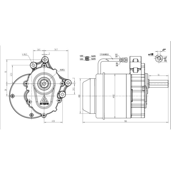 Brush Design 250W MY1016Z Wheelchair Motor with Deceleration and Electromagnetic Brake