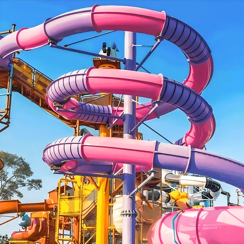 Fiberglass 304 Steel Looping Water Slides Thrill Slide Water Park Equipment Spiral Water Slide Body Raft