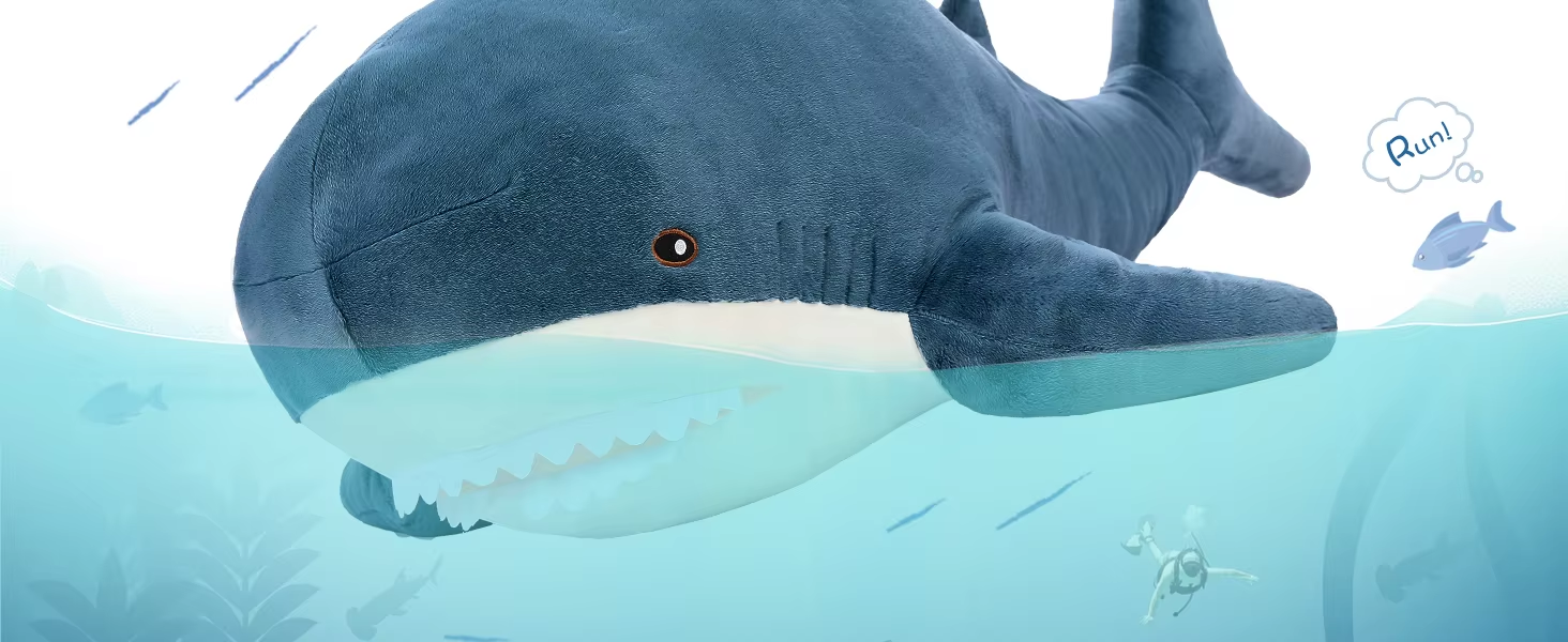 Factory Wholesale Professional  MORISMOS Purple 40in Super Soft Giant Shark Stuffed Toy Cute Kids' Animal Pillow with PP Filling