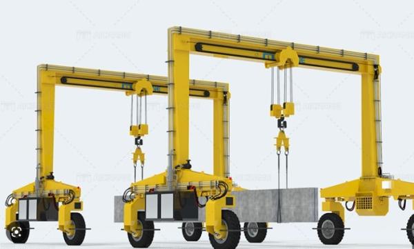 Double Girder Electric Tire Mobile Gantry Cranes Synchronized And Coordinated