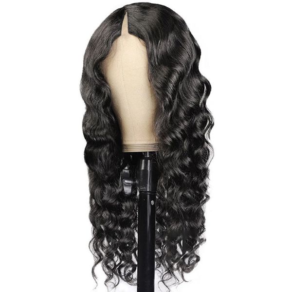 Loose Wave V Part Wigs Online with Natural Hairline and Full Machine Made Double Drawn