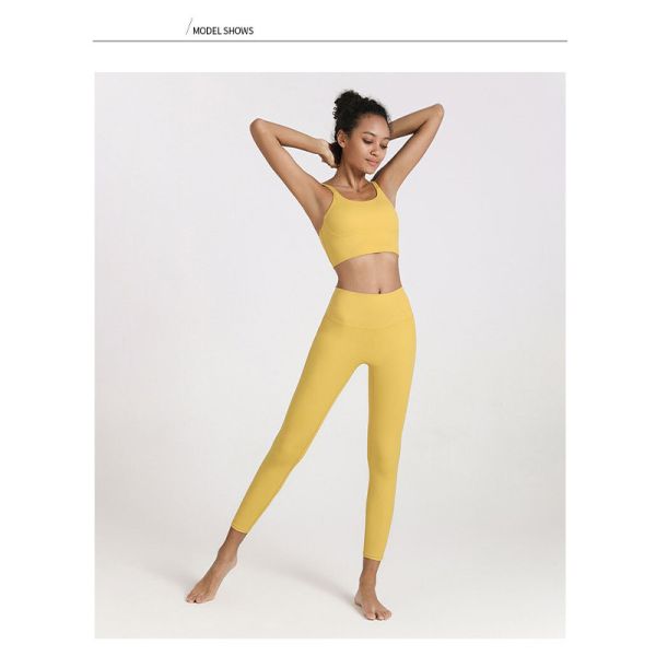 Breathable High Elastic Yoga Set Clothes Nylon Leggings And Sports Bra