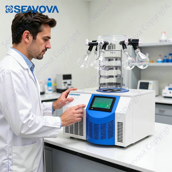 8 Port Manifold Type Benchtop Freeze Dryer -60C 3Kg Bench Top Lyophilizer