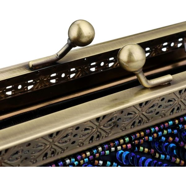 VINTAGE STYLE BORSA de noche con cuentas y secado BORSA de boda BORSA de mano BORSA de abrazadera para mujeres