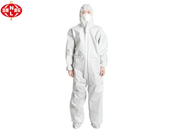 Waterproof White Microporous Disposable Hooded Coveralls