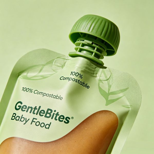 100% Compostable Baby Food Spout Pouch - Eco-Friendly Sustainable Packaging for Organic Purees