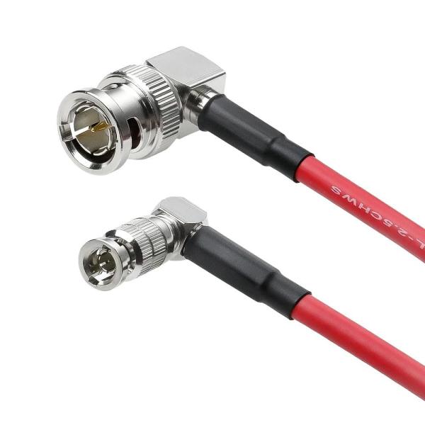 アルヴィンのケーブル マイクロBNCからBNCケーブル 12G-SDI 高速4K UHDビデオ共軸ケーブル 75オム ブラックマジックビデオアシストのための超薄型 5インチモニター,赤,右角 50CM