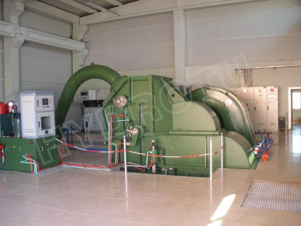 High Water Head Pelton Hydro Turbine / Pelton Water Turbine With Synchronous Generator And PLC Governor