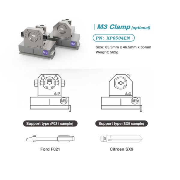 Xhorse Ford M3 Fixture for Ford FO21 TIBBE Citroen SX09 Works with Condor XC-MINI/ Mini Plus/ Mini Plus II/ Dolphin XP005/ XP005L