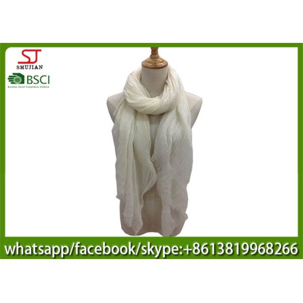 China factory direct supply crinkle white wrinkle spring summer thin scarf100*180cm 100% Polyester pashmina keep fashion