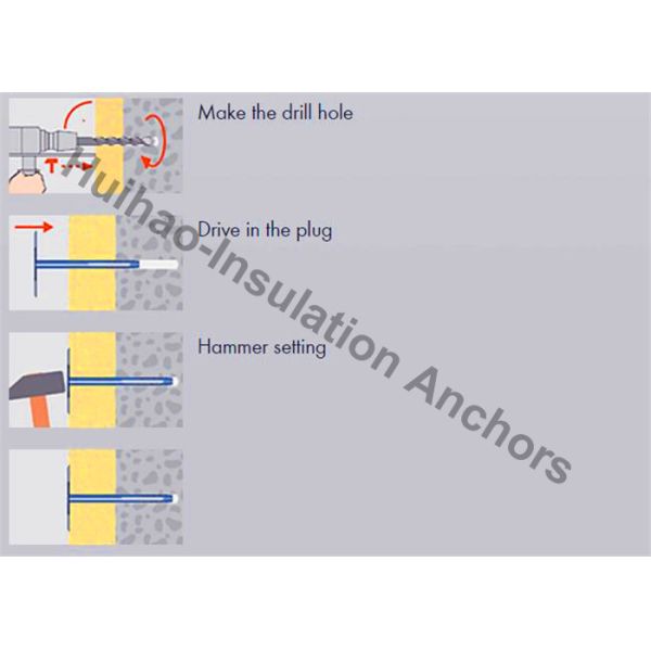 Galvanized Steel M8X110mm Insulation Fixing Pins , Metal Anchor Wall Plugs