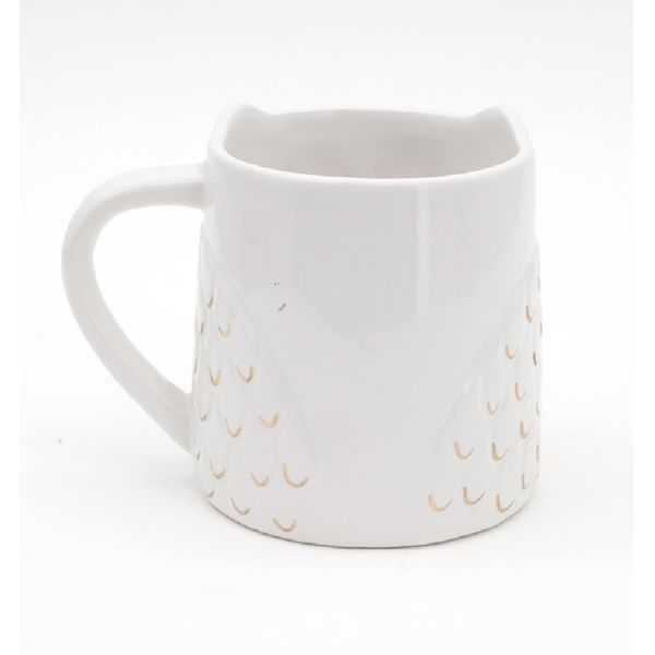 Дизайн на заказ Белая 16 унций 3D ручная краска Глинистая посуда Сова кружка Керамический кофе