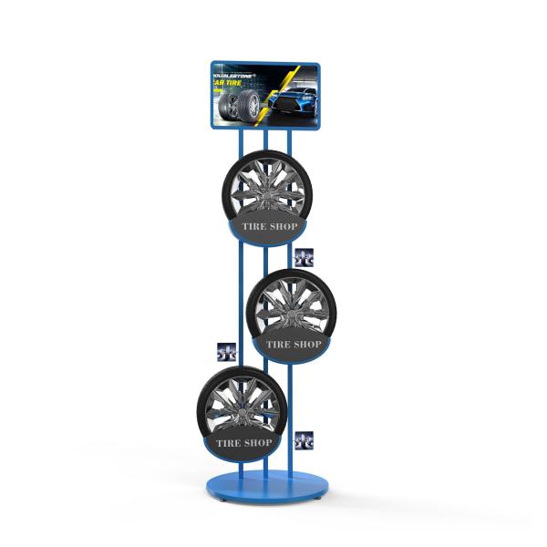 Custom Silksreen Logo Metal Display Stands Trade Show Tire Storage Rack