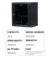 6U/9U/12U petit support réseau noir pour l'infrastructure réseau