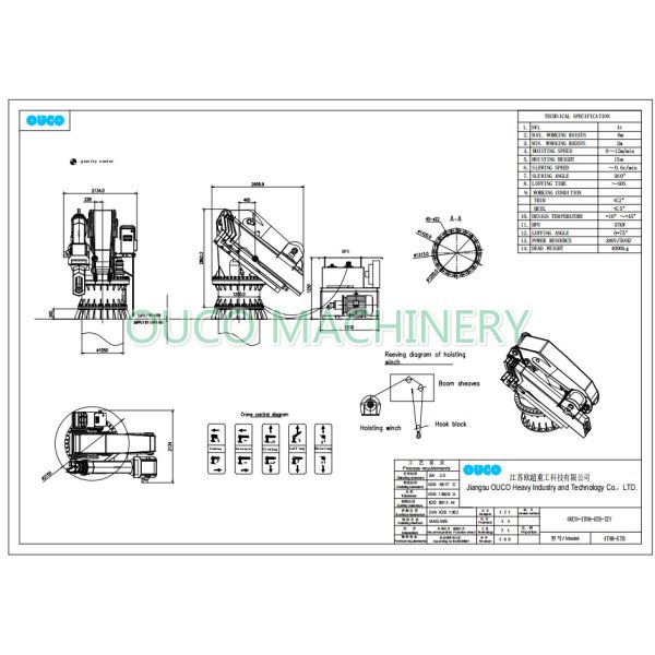 4t8m Electric Knuckle Telescopic Pedestal Mounted Ship Crane