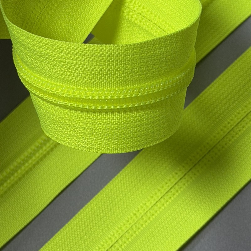 #5 Fluorescent Green Nylon Open Ended Zip Washable Highly Flexible