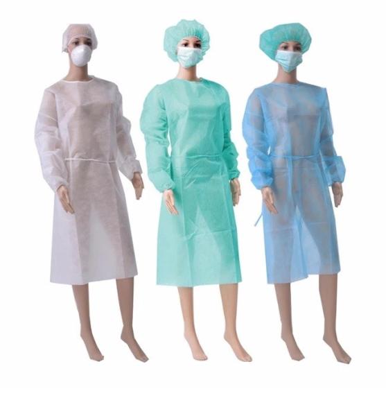 PP Disposable Medical Gowns Anti Alcohol With Eastic / Knitted Cuffs