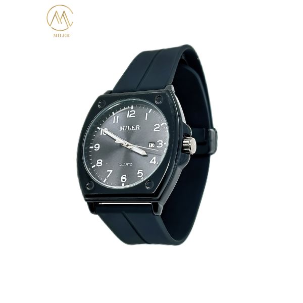 Calor Saling Simple Clásico Casual Negro Bezel Quartz Muñeca con correa de silicona