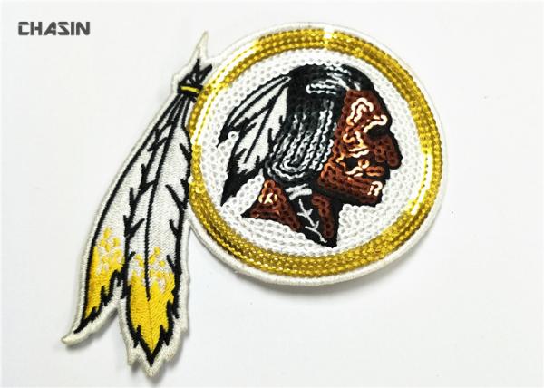 Sports Team Badge Cartoon Sequin Embroidery Patches For Cloth No Backing