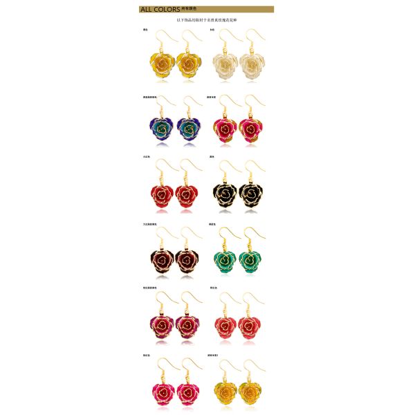 24k Gold Plated Rose Earrings Gifts for Girlfriend  Preserved Flowers Wholesale Hot Rose Earrings