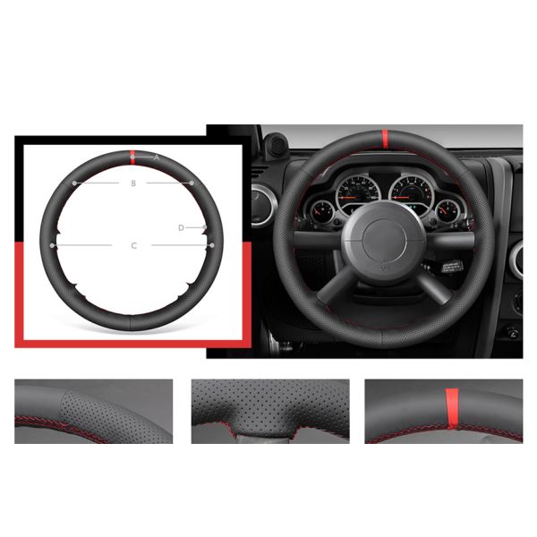 DIY Hand Stitch Genuine Leather Steering Wheel Cover for for Jeep Wrangler JK 2007 2008 2009 2010