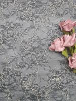 Tela floral frondosa bordada OEKO TEX Standard 100 del cordón 3D para la modistería
