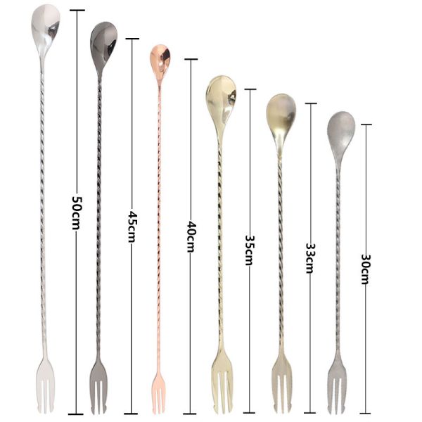 Stainless Steel 304 Bar Spoon Bar Tools Cocktail Mixing Spoon For Bartending