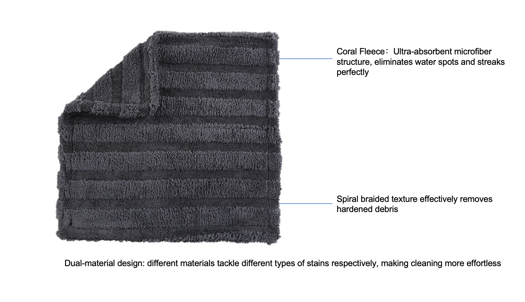 Braided Coral Fleece Striped Car Detailing Towel Dual Texure Automotive Microfiber Towels