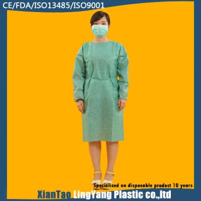 Medical Green Disposable Isolation Gowns Non Woven SMS Tie Back Alkali Proof