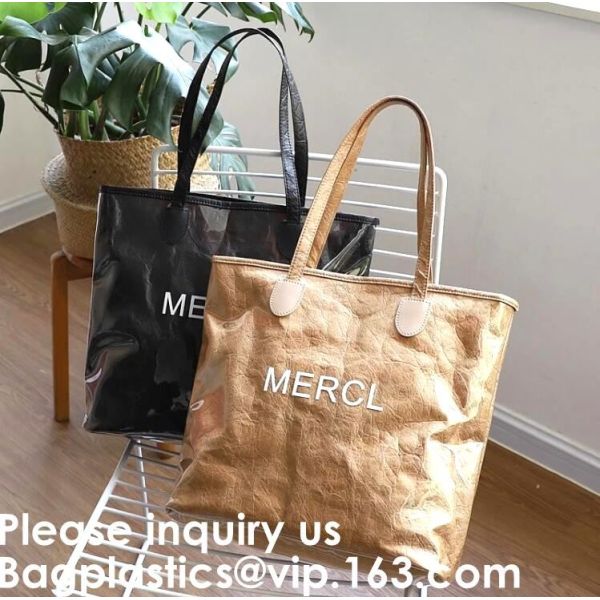 Tyvek Reversible Reusable Shopping Tote Beach Pool Travel Bag Ultra Soft FOLDABLE Material,Reusable Grocery Bag, Easily