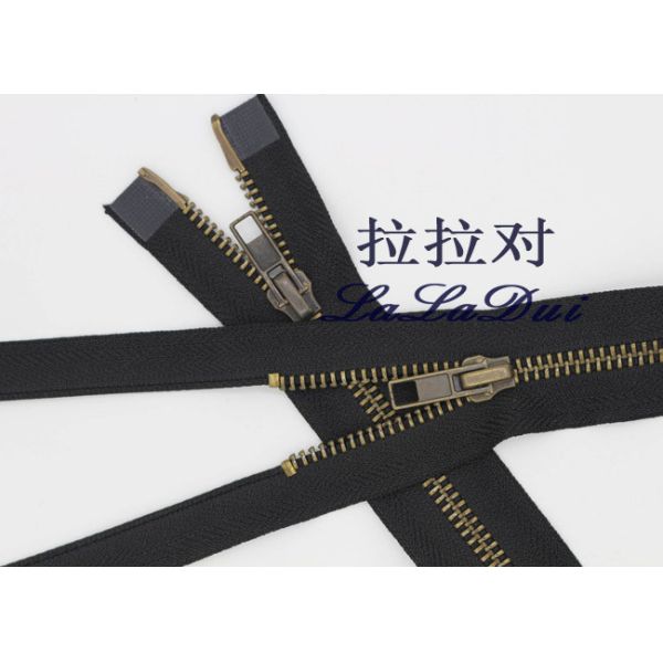 Double Metal Open End Fire Retardant Zippers 36 Inch Antique Brass Metal Zipper