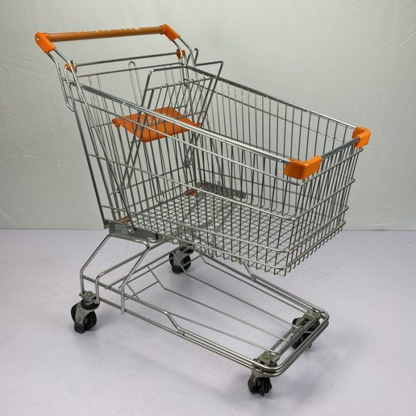 Asian Style 125L Conventional Metal Handcart Chain Supermarket Warehouse Trolley With High Sales Volume